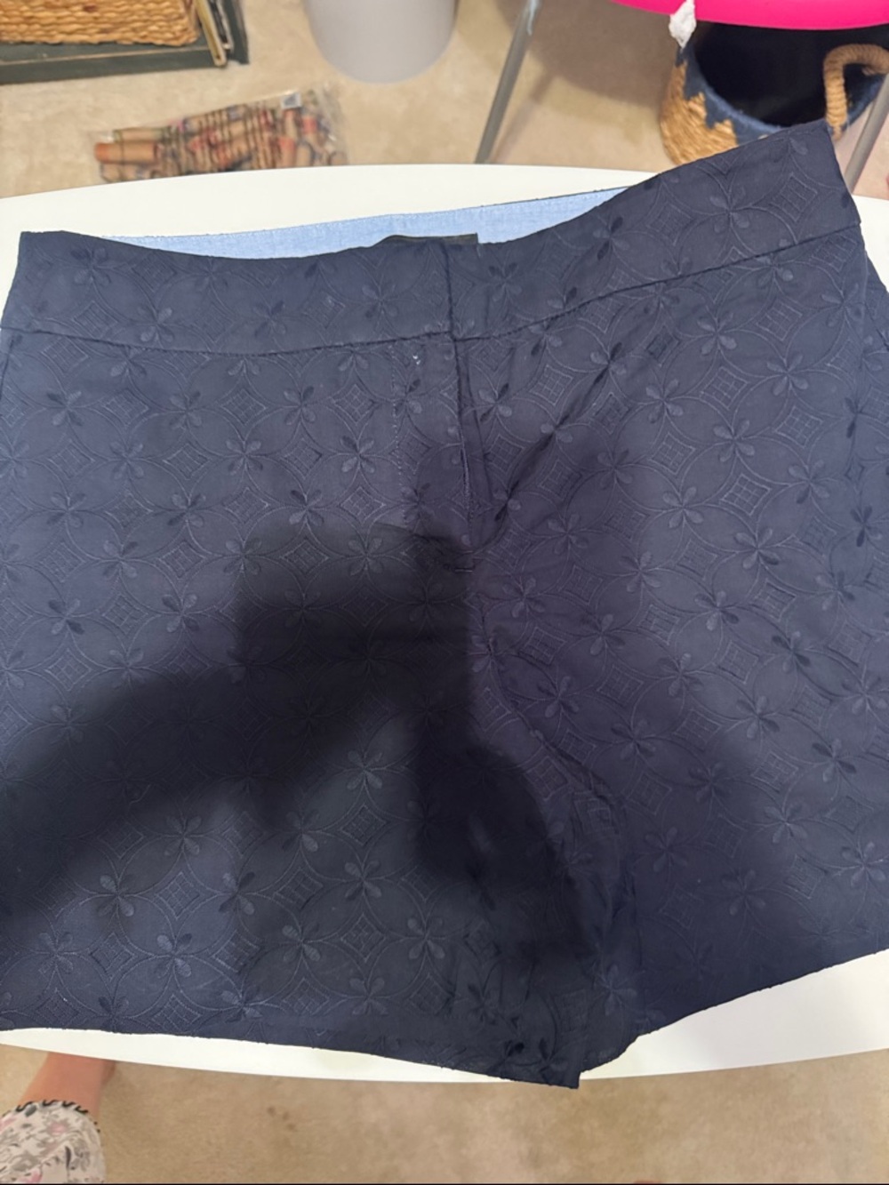 Talbots Navy Embroidered High-Waist Shorts